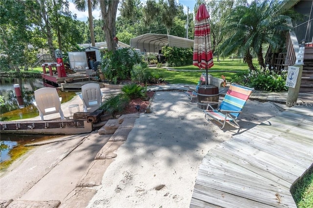 exterior space featuring a boat dock