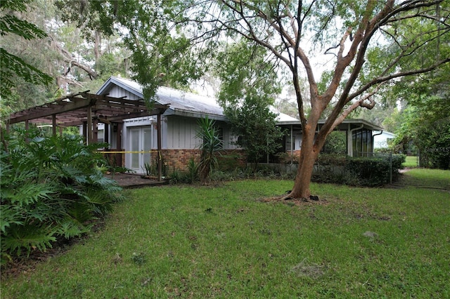 exterior space with a pergola