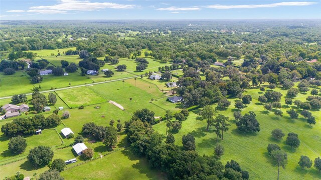 aerial view featuring a rural view