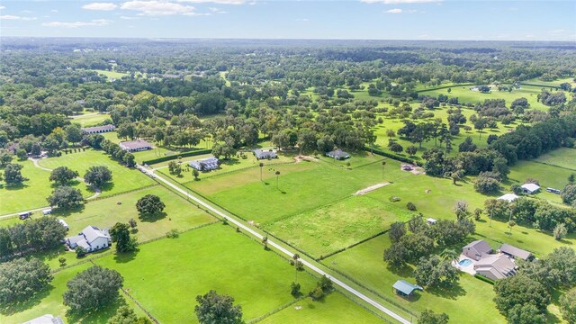 birds eye view of property with a rural view