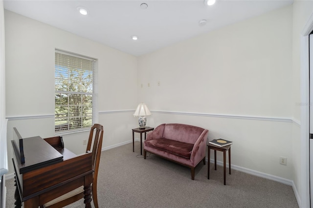 view of carpeted office space