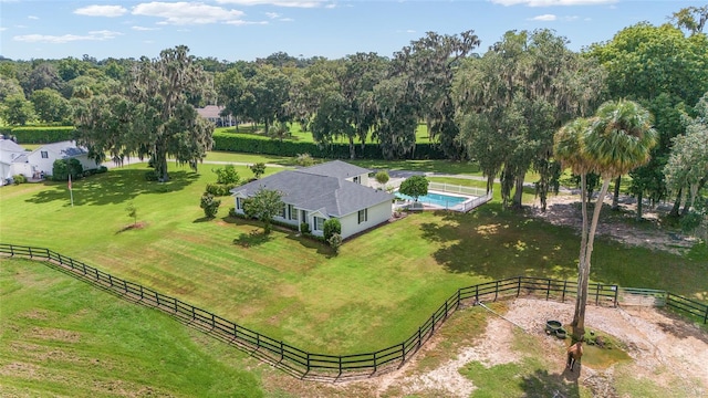 drone / aerial view featuring a rural view