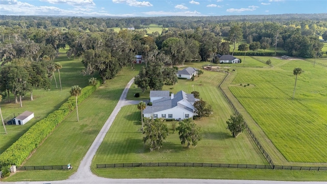 aerial view featuring a rural view