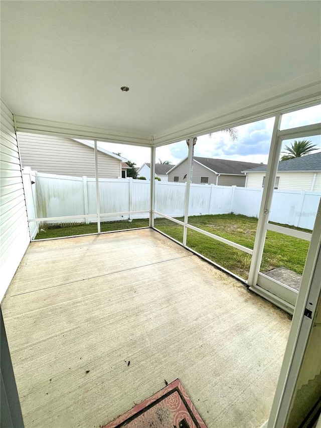 view of unfurnished sunroom