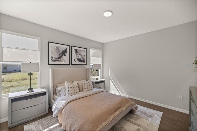 bedroom with hardwood / wood-style floors