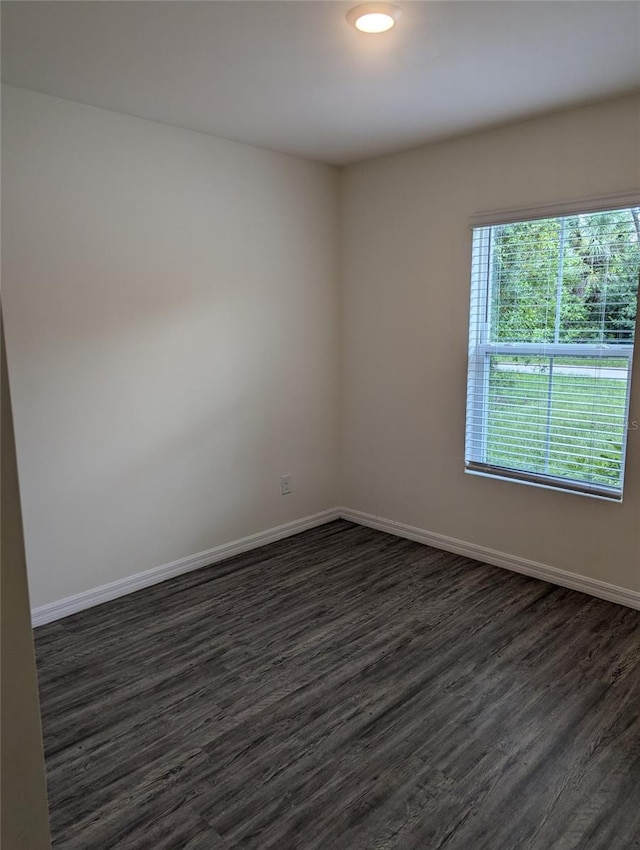 spare room with a wealth of natural light and dark hardwood / wood-style flooring