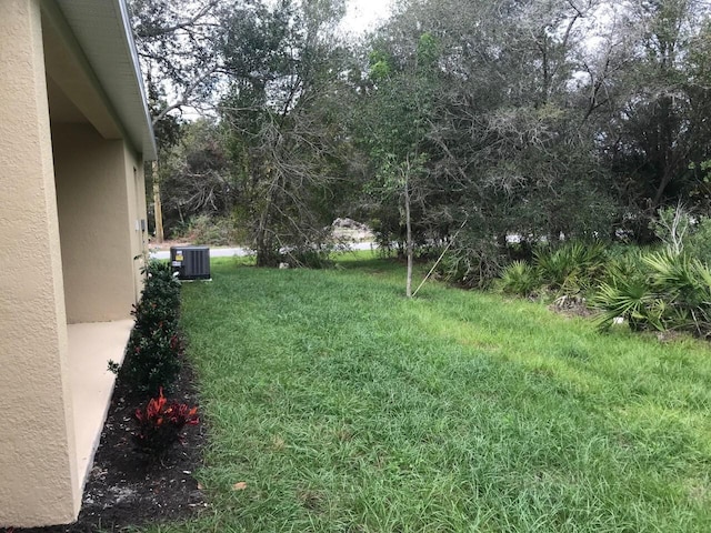 view of yard featuring central air condition unit