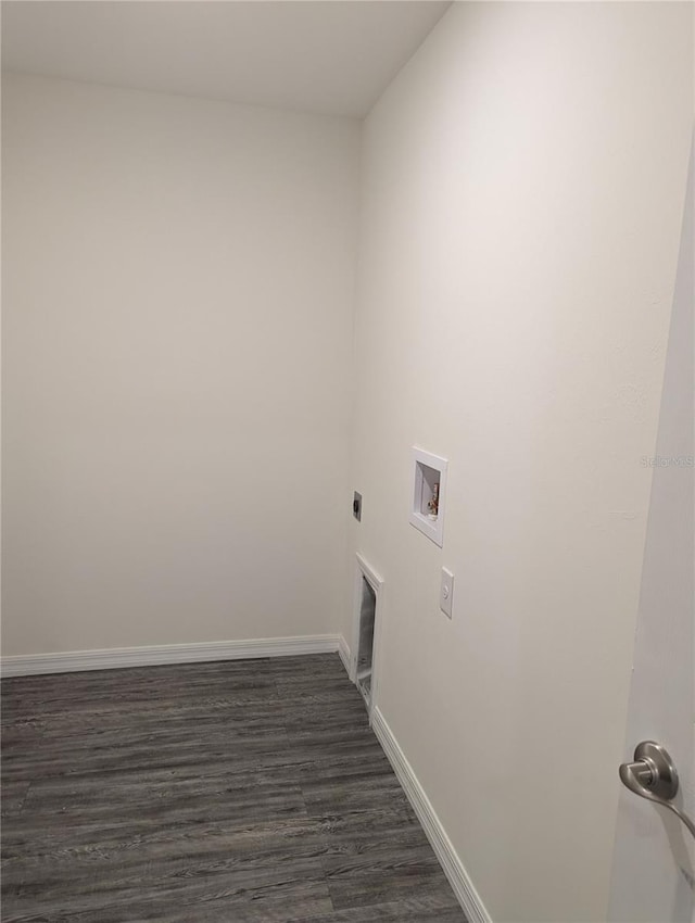 washroom with hookup for a washing machine, dark hardwood / wood-style floors, and electric dryer hookup