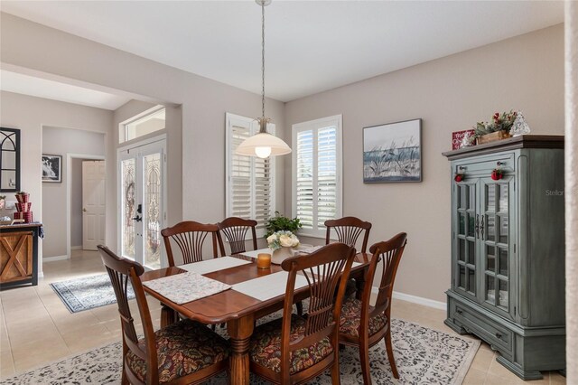 view of tiled dining room