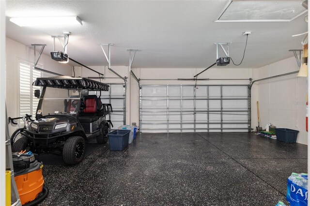 garage with a garage door opener