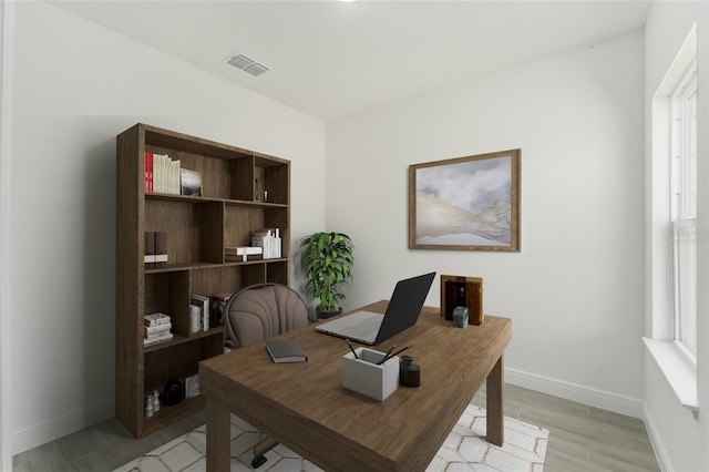 office featuring light hardwood / wood-style floors