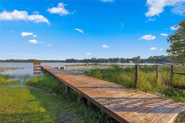 dock area featuring a water view