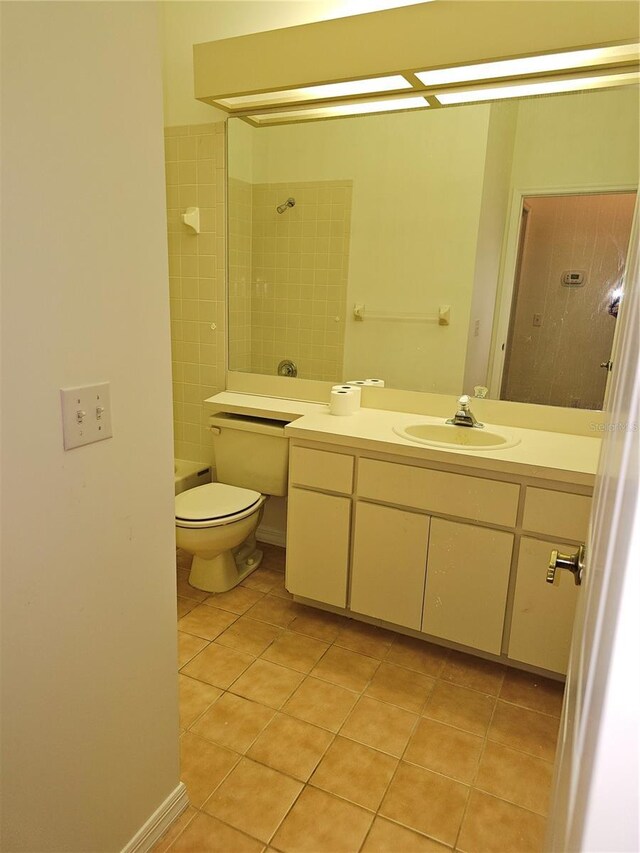 bathroom with tile patterned floors, vanity, and toilet