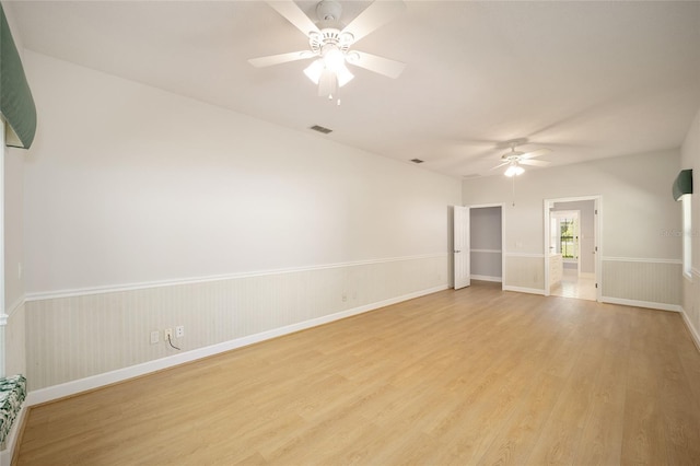 interior space featuring ceiling fan and light hardwood / wood-style floors