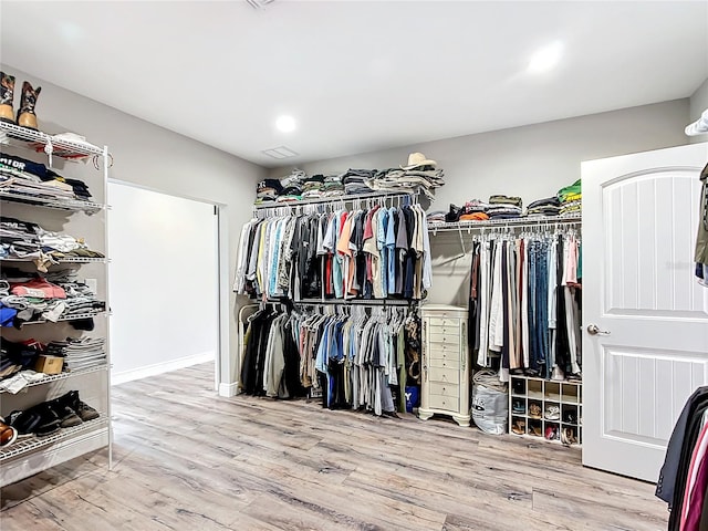 spacious closet with light wood-type flooring