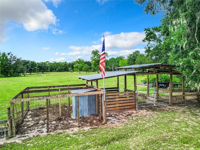 view of outdoor structure featuring a rural view