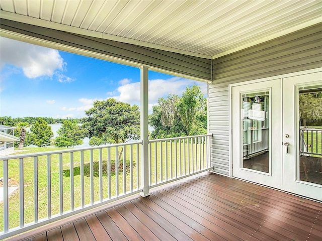 deck featuring a yard