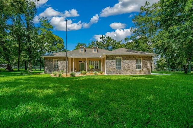 rear view of property with a yard