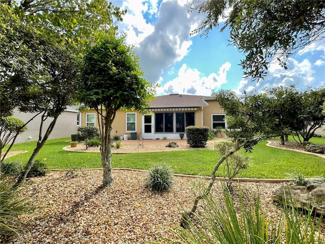 rear view of property with a yard