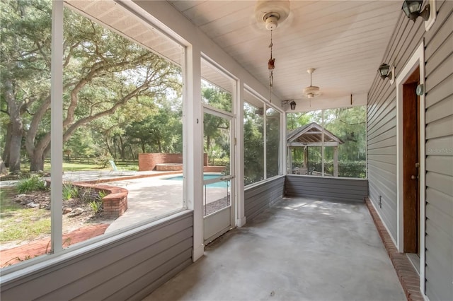 view of unfurnished sunroom