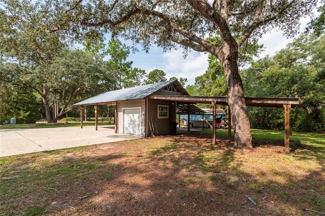 exterior space featuring a garage