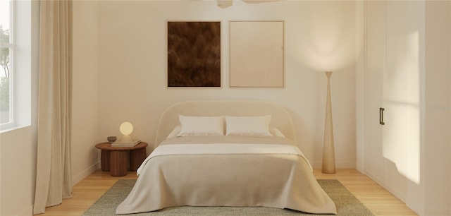 bedroom featuring light hardwood / wood-style flooring