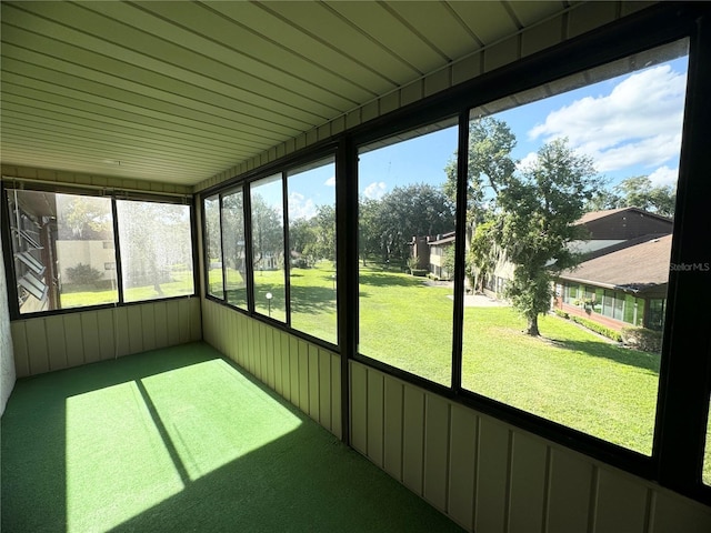 view of unfurnished sunroom