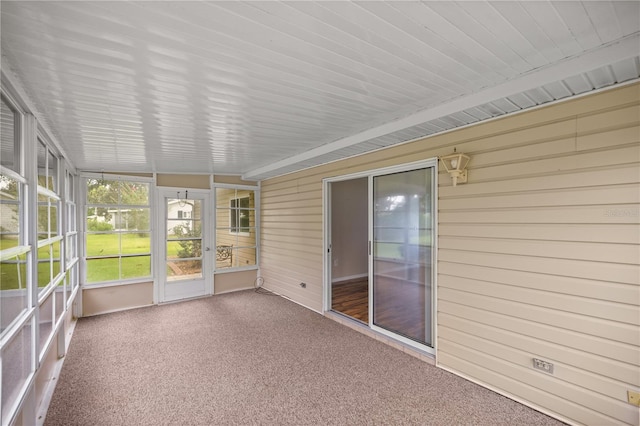 view of unfurnished sunroom