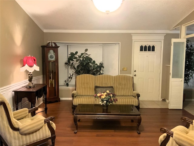 sitting room featuring dark wood-type flooring