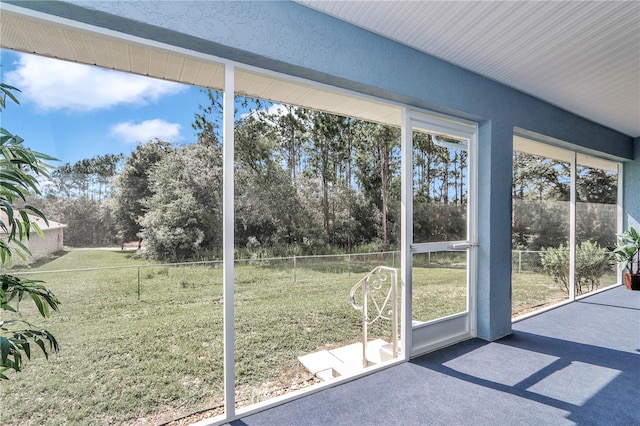 view of unfurnished sunroom