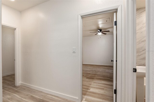 hallway with light hardwood / wood-style flooring