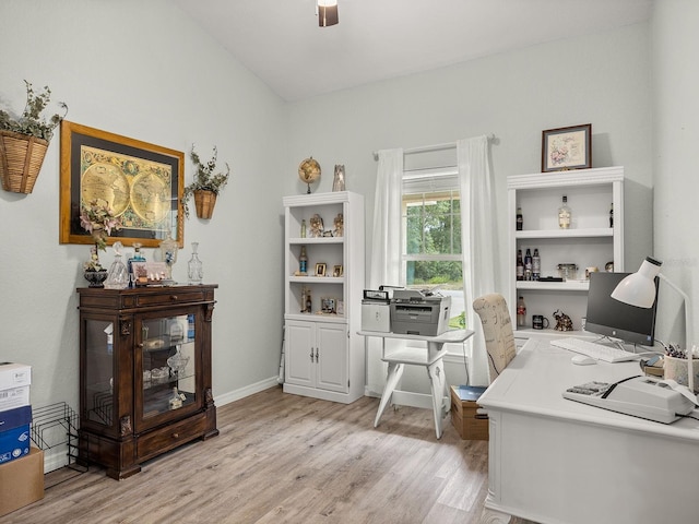 office space featuring light hardwood / wood-style floors