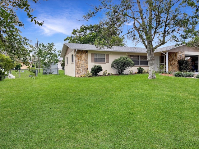 view of front of home with a front yard