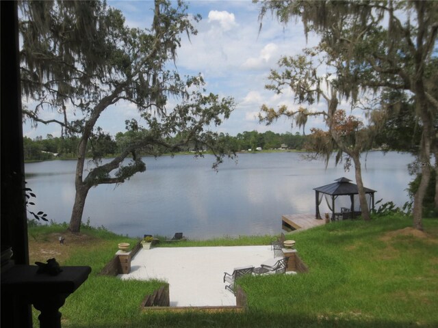 water view with a boat dock