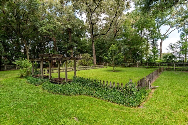 view of yard featuring a pergola