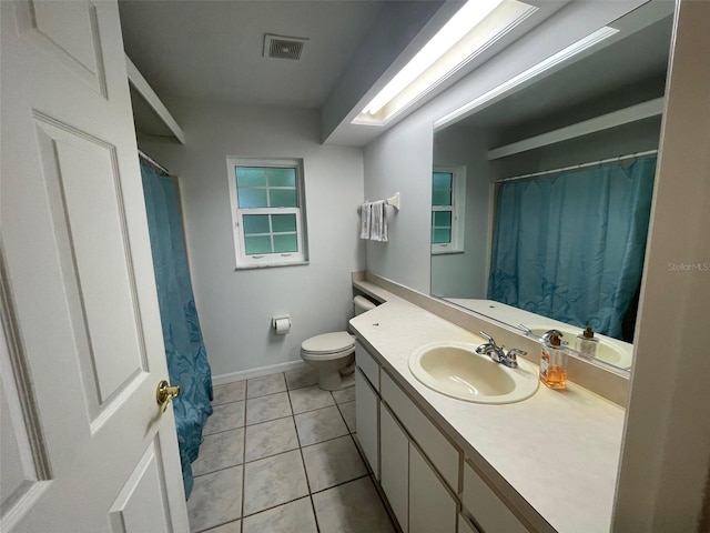 bathroom featuring tile patterned floors, toilet, and vanity