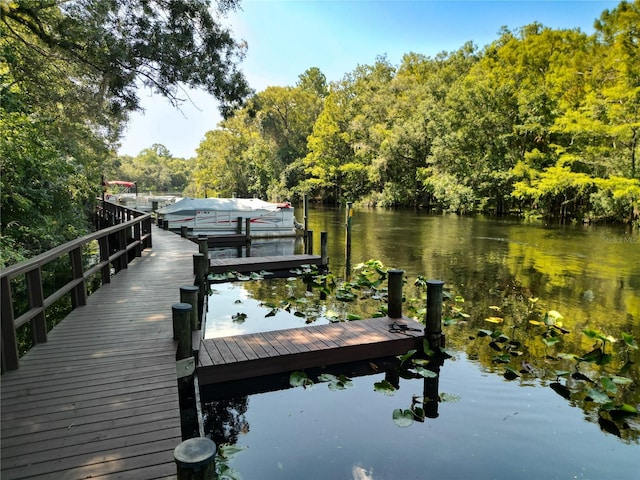 view of dock featuring a water view