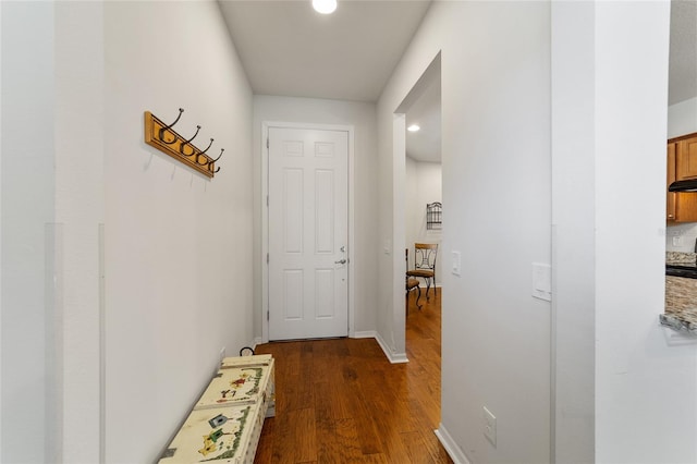 doorway to outside featuring dark hardwood / wood-style flooring