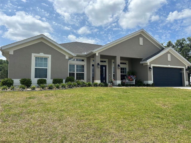 25 NW 45th Loop, Ocala, FL 34475 - ranch-style home featuring a garage, driveway, a front lawn, and stucco siding