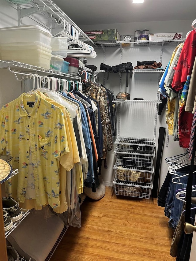 walk in closet featuring hardwood / wood-style floors