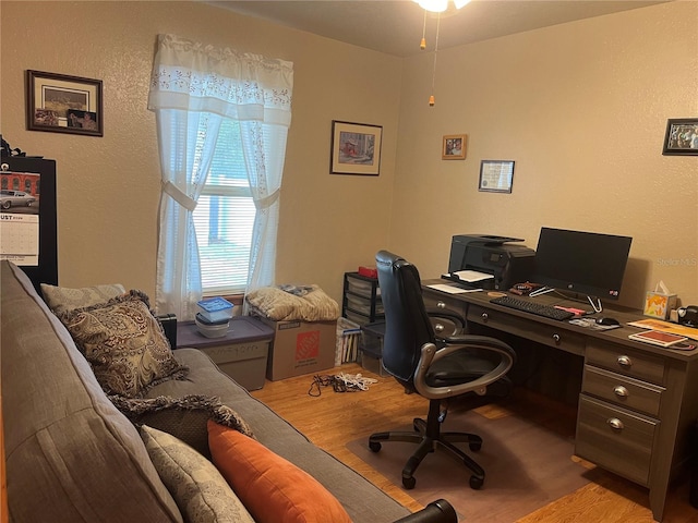 office space featuring hardwood / wood-style flooring