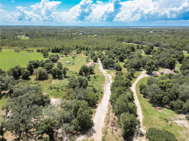 bird's eye view featuring a view of trees