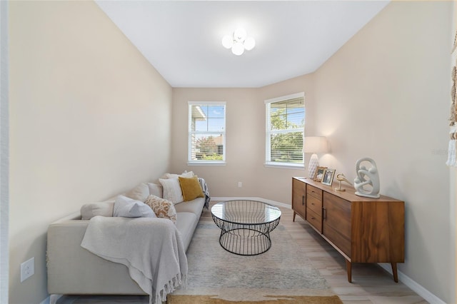 living area with light wood-type flooring