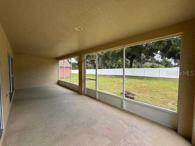 view of unfurnished sunroom