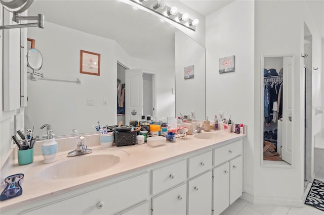 bathroom featuring vanity and tile patterned floors