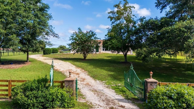 view of community featuring a lawn