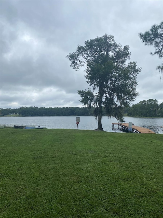 property view of water featuring a dock