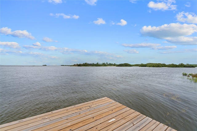 view of dock featuring a water view