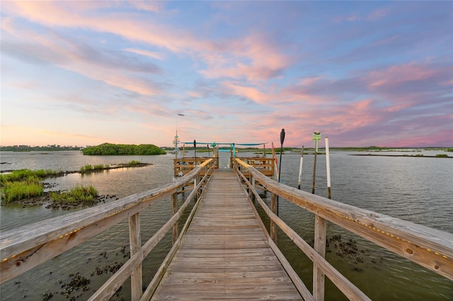 dock area featuring a water view and boat lift