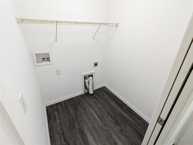 washroom featuring dark hardwood / wood-style flooring, hookup for a washing machine, and hookup for an electric dryer